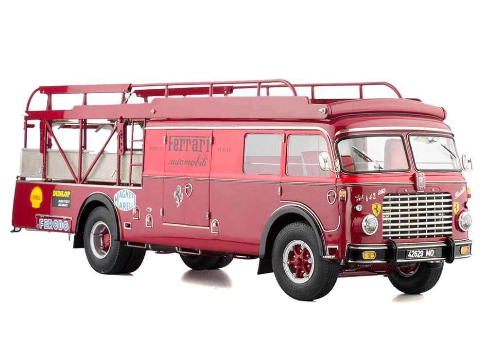 Fiat 642 RN2 Bartoletti Car Transporter "Ferrari Racing" Red 1/18 Diecast Model Car by CMC