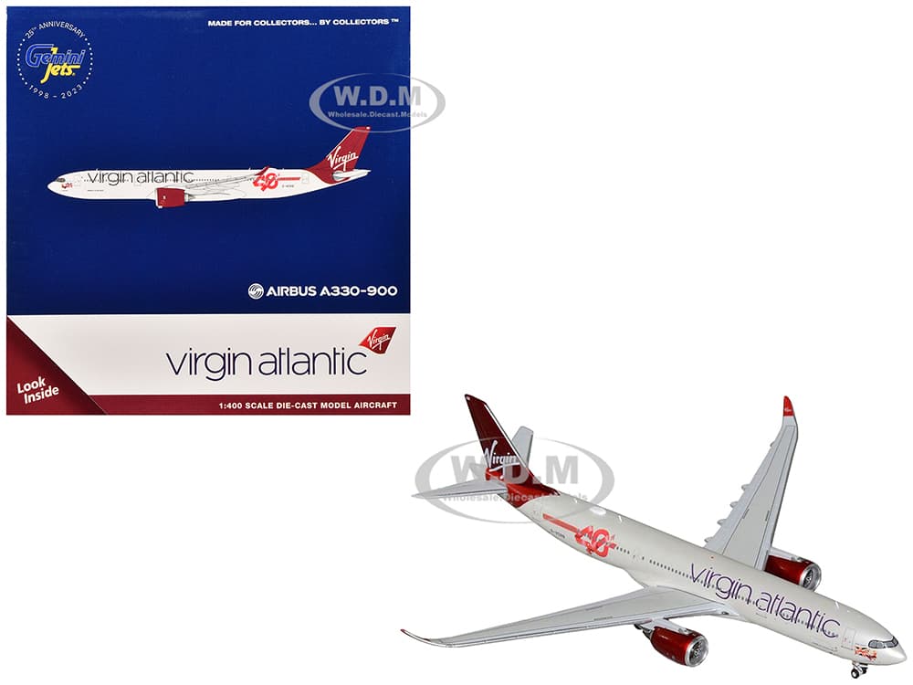 Airbus A330-900 Commercial Aircraft "Virgin Atlantic" (G-VSRB) Gray with Red Tail 1/400 Diecast Model Airplane by GeminiJets
