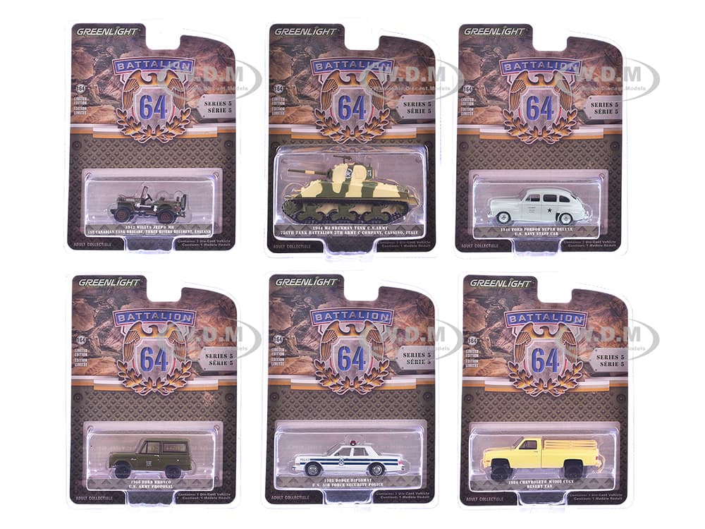 "Battalion 64" Series 5 Set of 6 pieces 1/64 Diecast Models by Greenlight