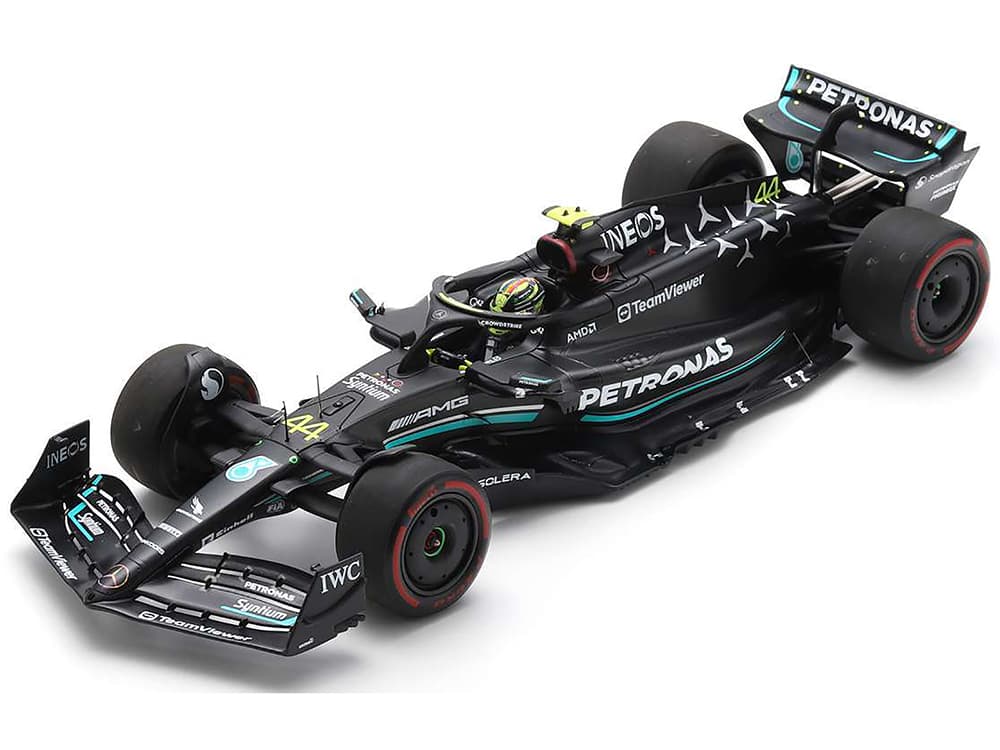 Mercedes-AMG F1 W14 E Performance 44 Lewis Hamilton "Petronas" 2nd Place Formula One F1 "Spanish GP" (2023) with Acrylic Display Case 1/18 Model Car
