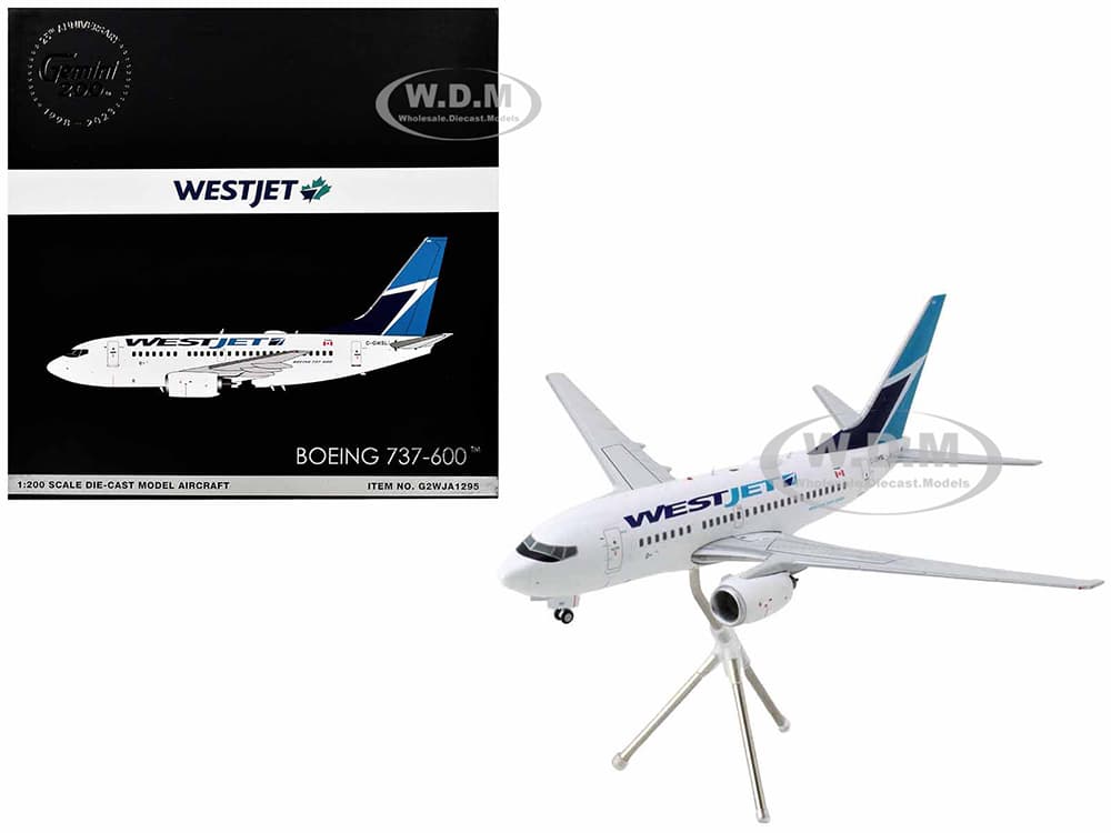 Boeing 737-600 Commercial Aircraft "WestJet" (C-GWSL) White with Blue Tail "Gemini 200" Series 1/200 Diecast Model Airplane by GeminiJets