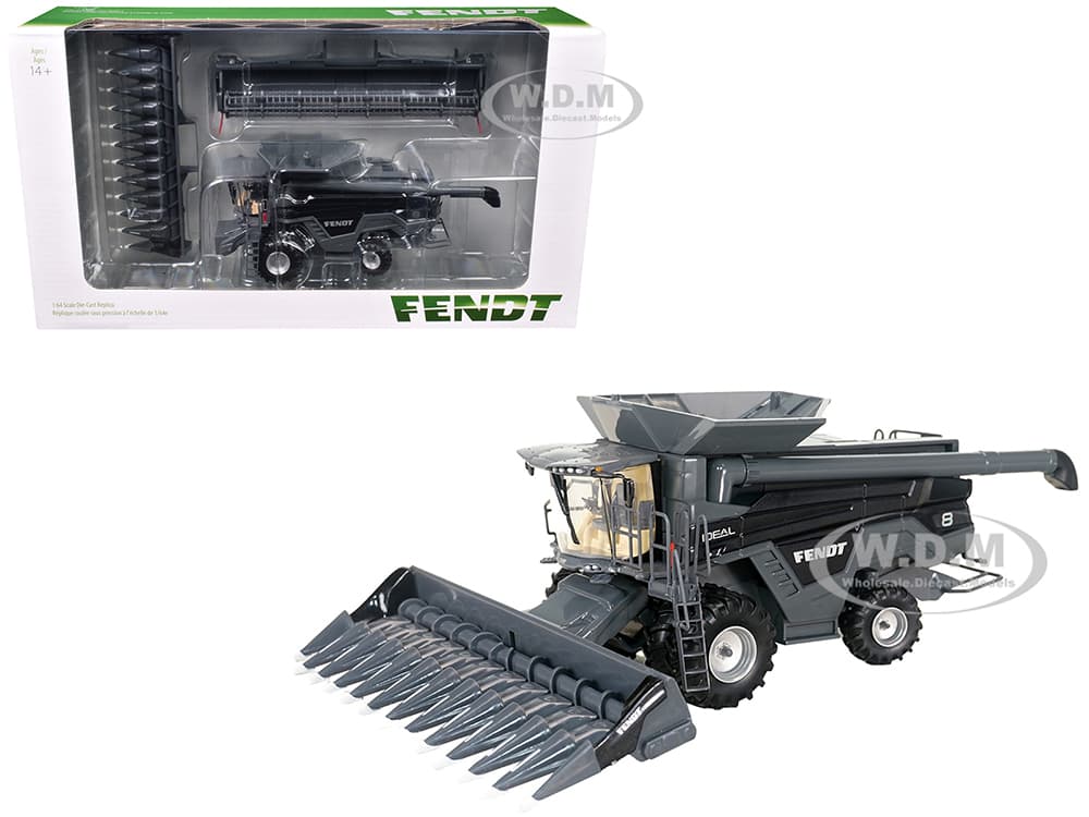 Fendt Ideal 8 Combine with Grain Head and 12 Row Corn Head Gray 1/64 Diecast Model by SpecCast