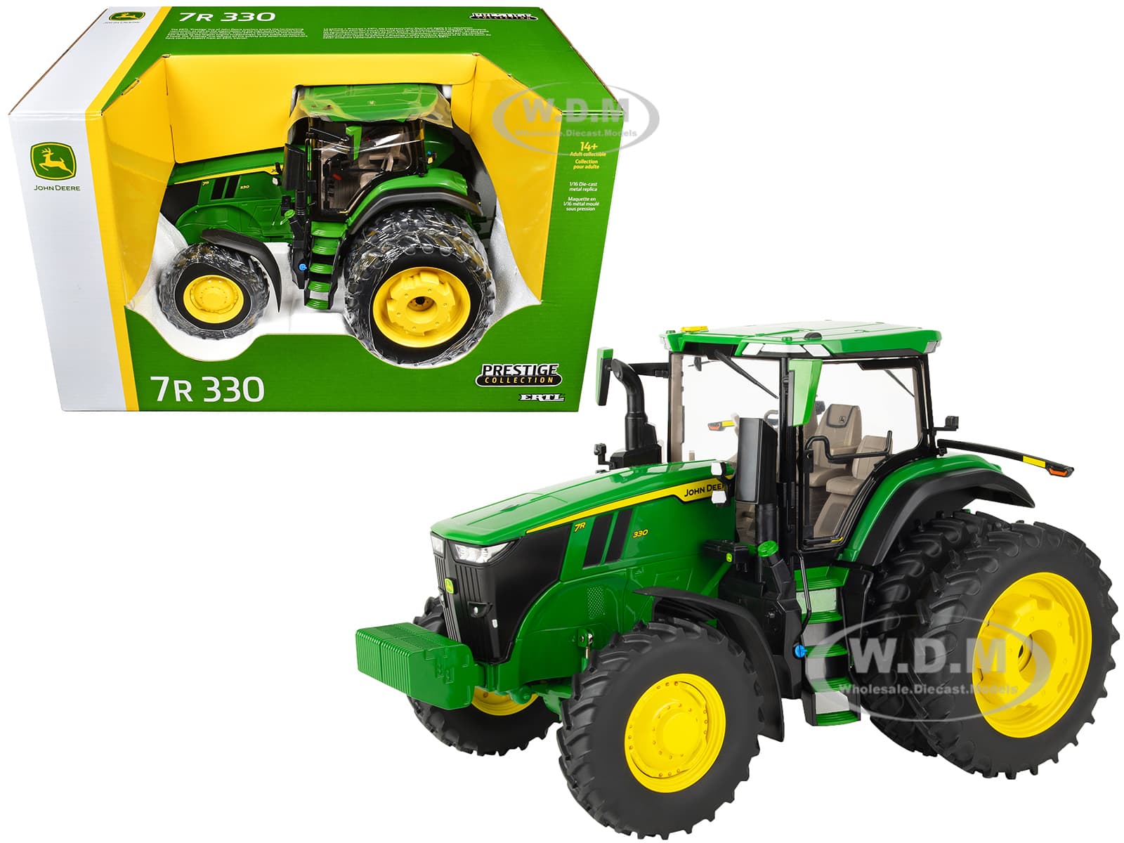 John Deere 7R 330 Tractor with Dual Wheels Green "Prestige Collection" 1/16 Diecast Model by ERTL TOMY