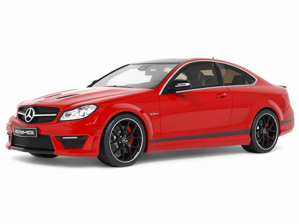 2014 Mercedes-Benz C63 AMG Red with Black Top 1/18 Model Car by GT Spirit