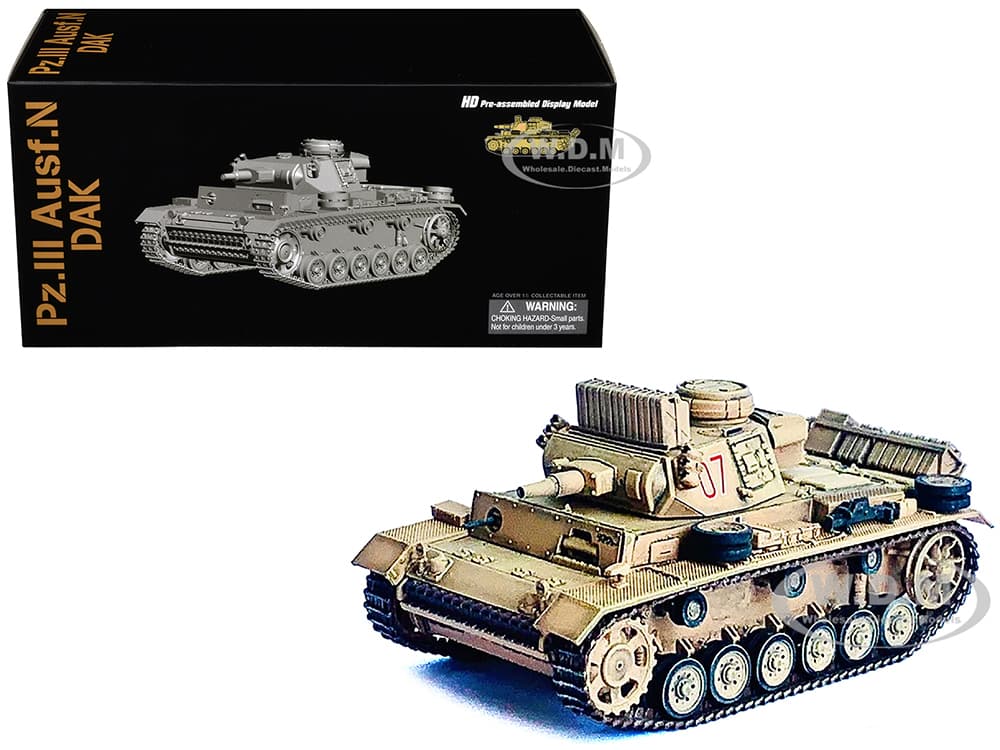 Germany Pz.Kpfw.III Ausf.N DAK Tank 07 "s.Pz.Abt.501 Tunisia" (1942/43) "NEO Dragon Armor" Series 1/72 Plastic Model by Dragon Models