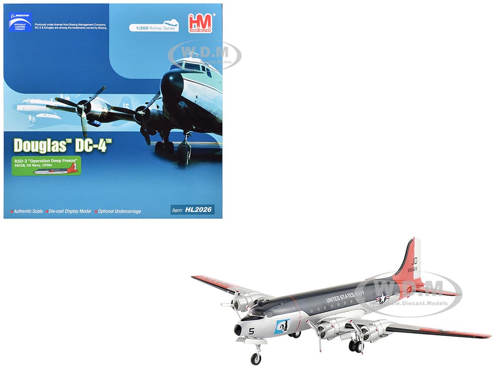 Douglas R5D-3 Skymaster Transport Aircraft "Operation Deep Freeze" (1950s) United States Navy "Airliner Series" 1/200 Diecast Model by Hobby Master