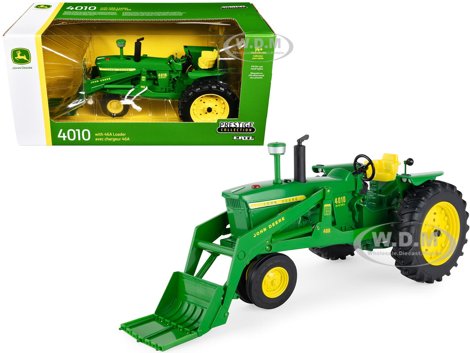 John Deere 4010 Tractor with 46A Loader Green "Prestige Collection" 1/16 Diecast Model by ERTL TOMY