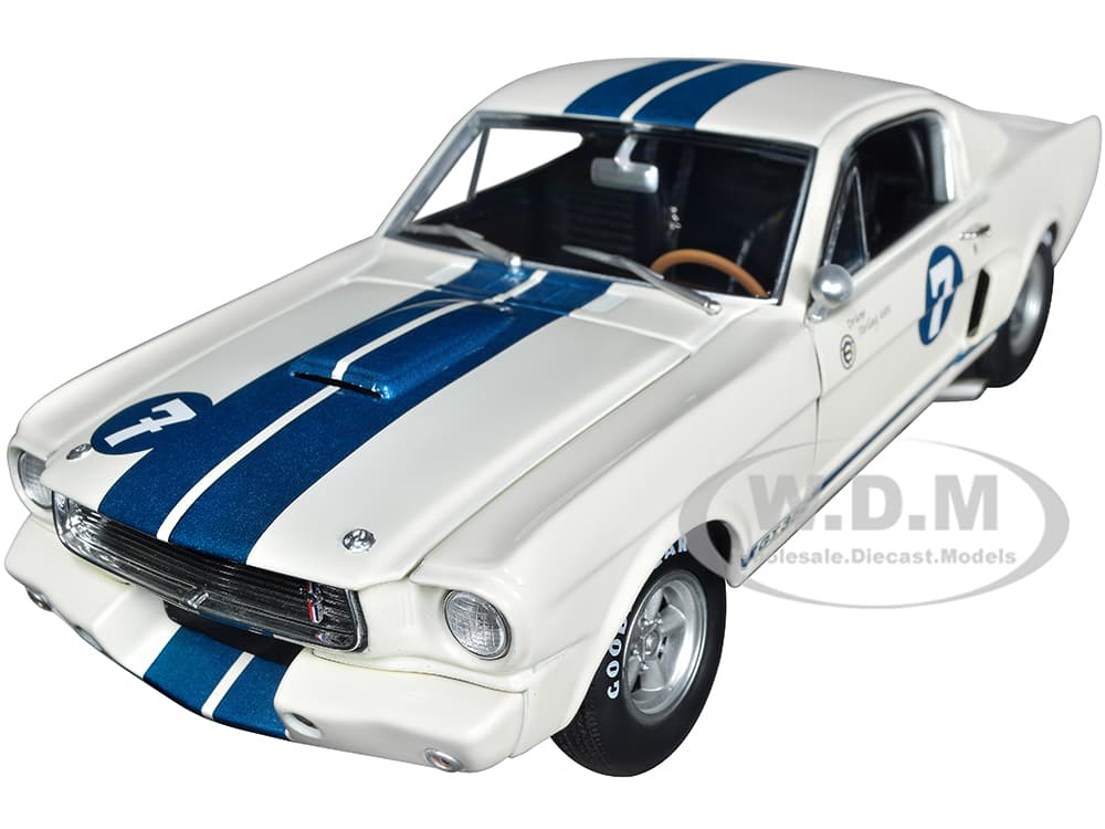 1965 Shelby GT 350R 7 "Stirling Moss" White with Blue Stripes Limited Edition to 516 pieces Worldwide 1/18 Diecast Model Car by ACME
