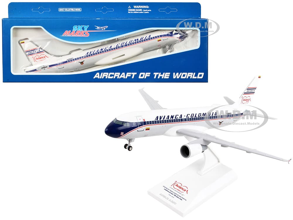 Airbus A320 Commercial Aircraft with Landing Gear "Avianca Colombia" (N284AV) White and Gray with Blue Stripes (Snap-Fit) 1/150 Plastic Model by Skym