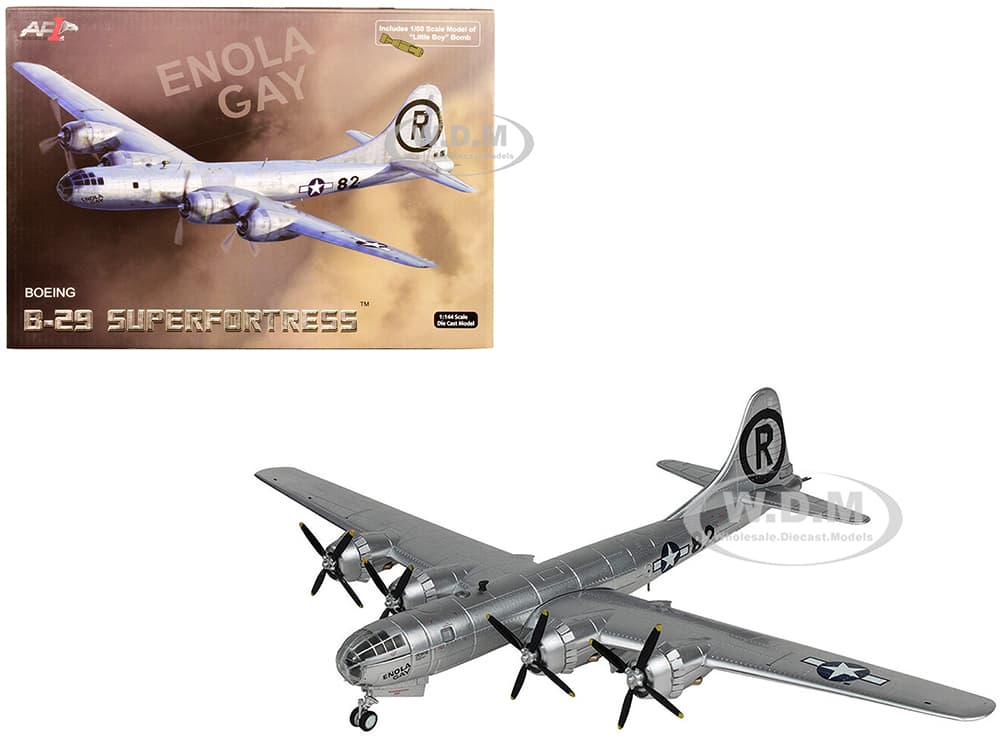Boeing B-29 Superfortress Bomber Aircraft U.S. Air Force "Enola Gay" with 1/60 Scale "Little Boy" Bomb Replica 1/144 Diecast Model by Air Force 1