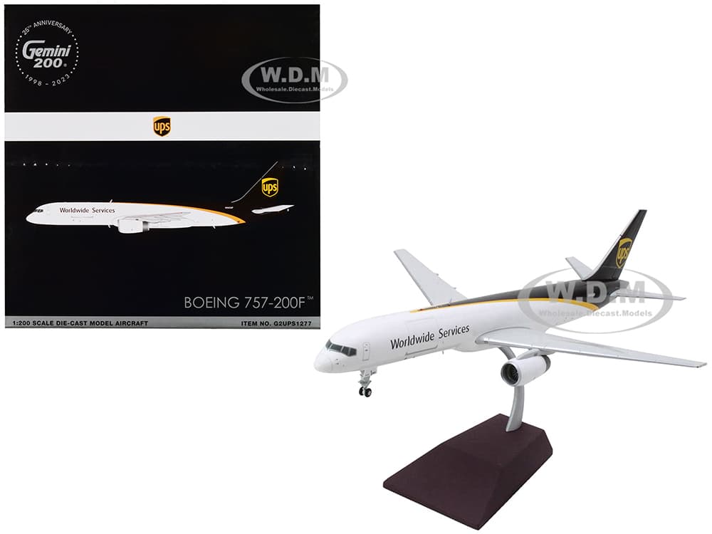 Boeing 757-200 Commercial Aircraft "UPS Worldwide Services" (N465UP) White with Brown Tail "Gemini 200" Series 1/200 Diecast Model Airplane by Gemini