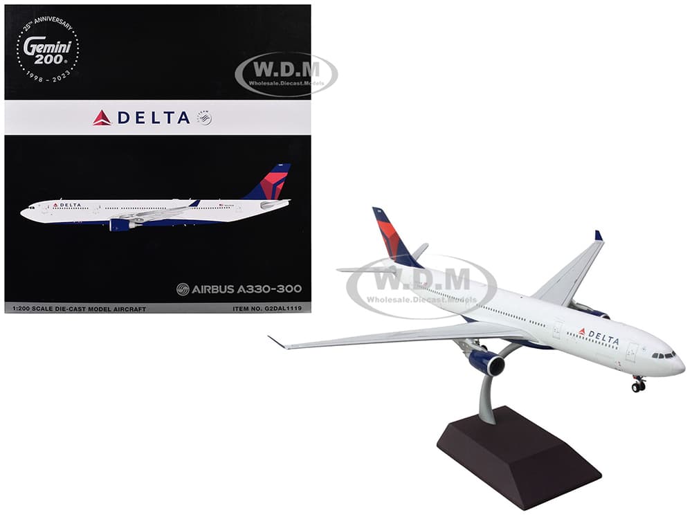 Airbus A330-300 Commercial Aircraft "Delta Air Lines" (N829NW) White with Blue and Red Tail "Gemini 200" Series 1/200 Diecast Model Airplane by Gemin