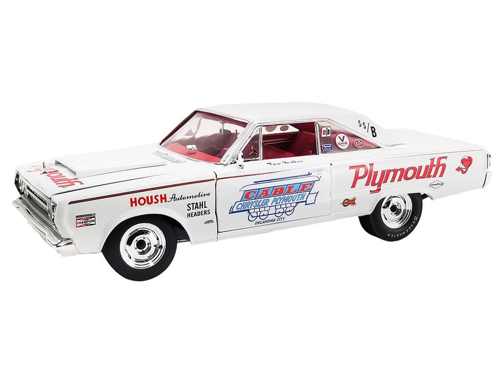 1967 Plymouth Belvedere II Super Stock "Don Grotheer" White with Graphics and Red Interior Limited Edition to 306 pieces Worldwide 1/18 Diecast Model