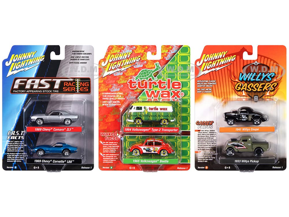 Johnny Lightning "2-Packs" 2024 Release 1 Set B of 6 pieces 1/64 Diecast Model Cars by Johnny Lightning