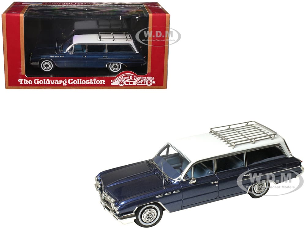 1962 Buick Invicta Station Wagon Cadet Blue Metallic with White Top and Blue Interior Limited Edition to 200 pieces Worldwide 1/43 Model Car by Goldv
