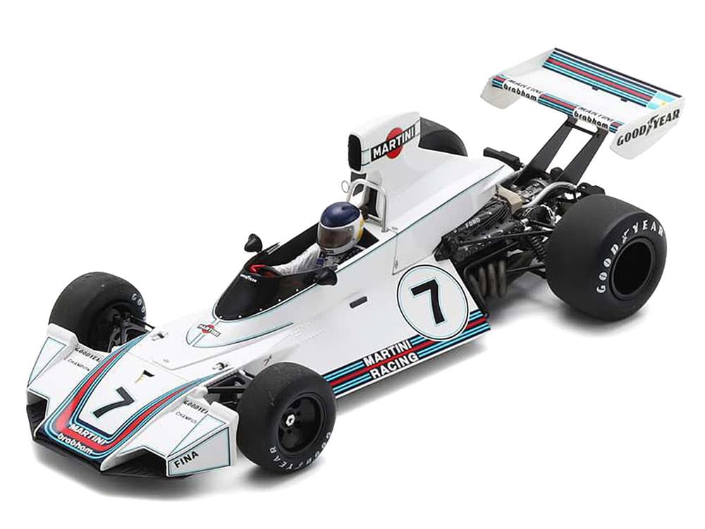 Brabham BT44B 7 Carlos Reutemann "Martini Racing" Winner Formula One F1 "German GP" (1975) with Acrylic Display Case with Acrylic Display Case 1/18 M