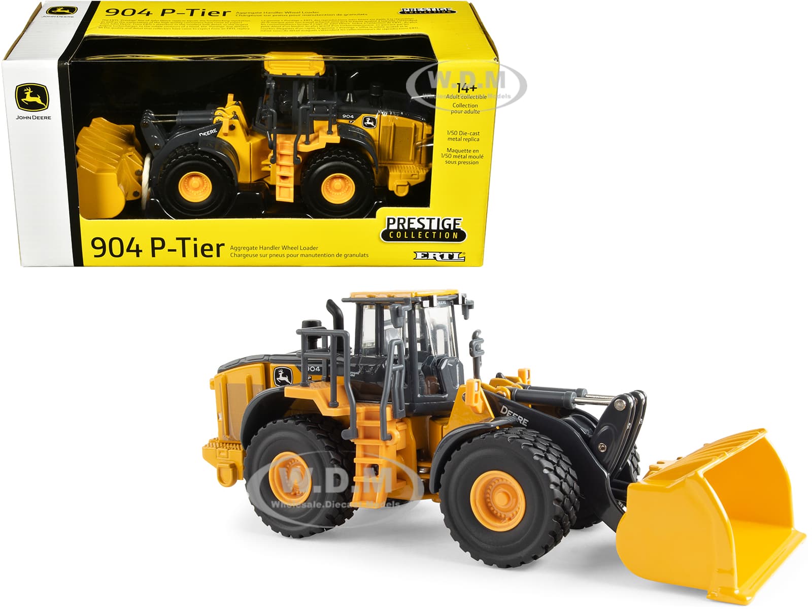 John Deere 904 P-Tier Wheel Loader Yellow and Gray "Prestige Collection" 1/50 Diecast Model by ERTL TOMY