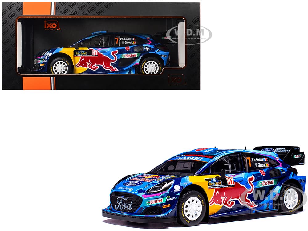 Ford Puma Rally1 7 Pierre-Louis Loubet - Nicolas Gilsoul "Rally Sweden" (2023) 1/18 Diecast Model Car by IXO Models