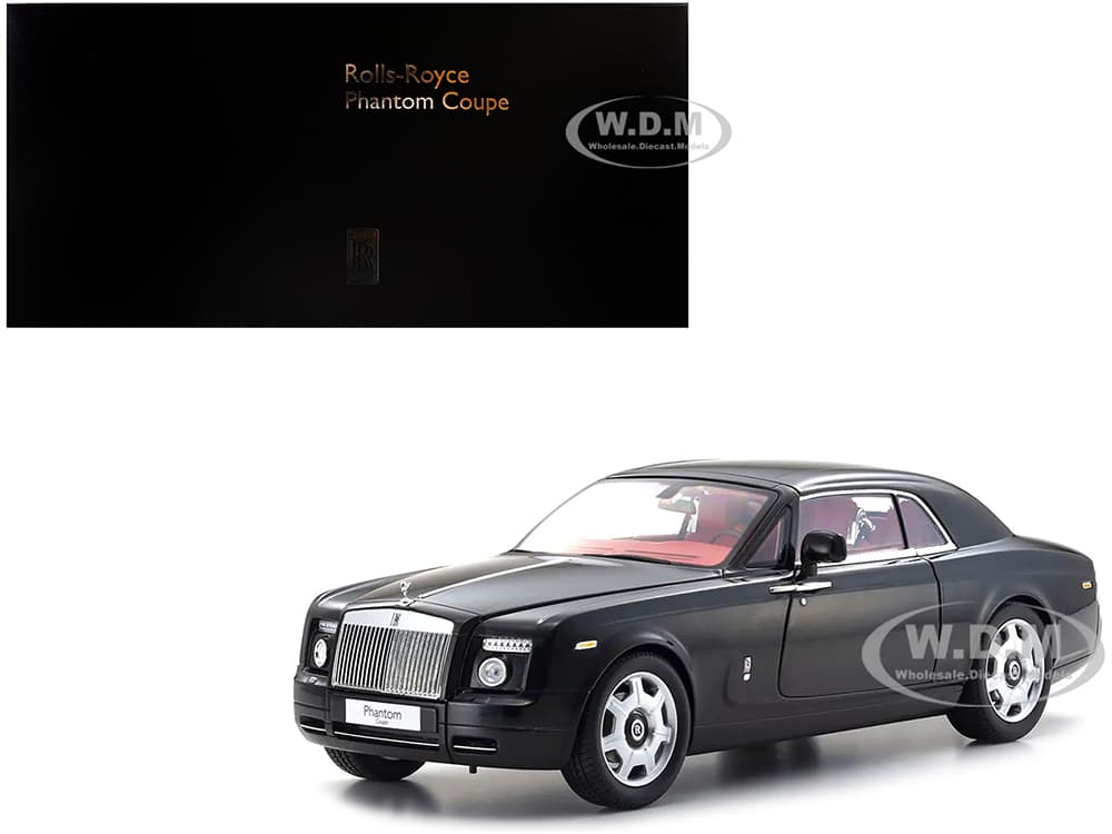 Rolls Royce Phantom Coupe Diamond Black with Red Interior 1/18 Diecast Model Car by Kyosho