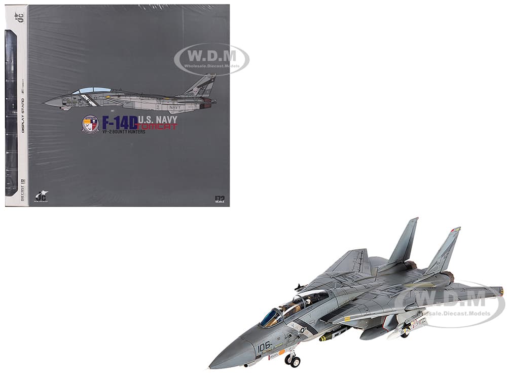Grumman F-14D Tomcat Fighter Aircraft "VF-2 Bounty Hunters NE106" (2002) United States Navy 1/72 Diecast Model by JC Wings