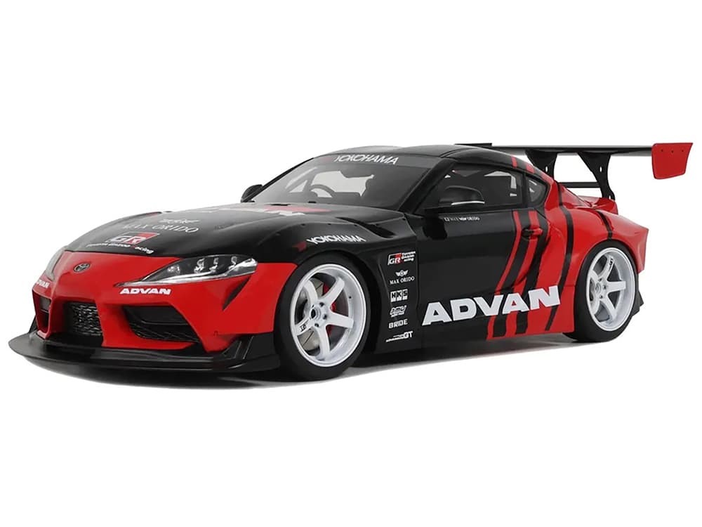 2020 Toyota Supra GR RHD (Right Hand Drive) "Advan" Black and Red 1/18 Model Car by GT Spirit