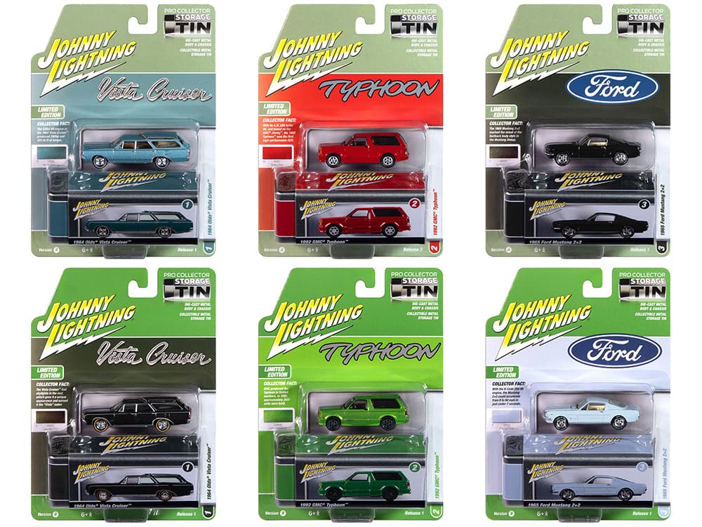 Johnny Lightning Collectors Tin 2025 Set of 6 Cars Release 1 Limited Edition 1 1/64 Diecast Model Cars by Johnny Lightning
