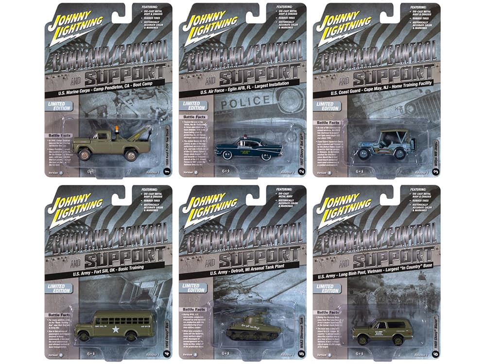 "Military" Set B of 6 pieces 2024 Release 2 Limited Edition Diecast Models by Johnny Lightning