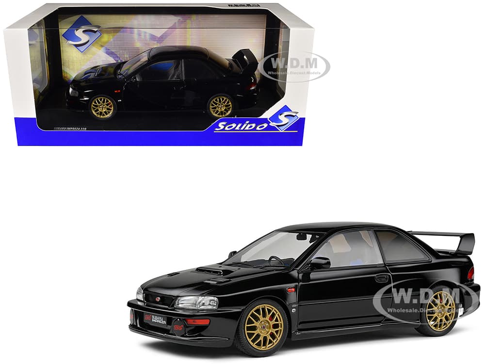 1998 Subaru Impreza 22B RHD (Right Hand Drive) Black with Gold Wheels 1/18 Diecast Model Car by Solido