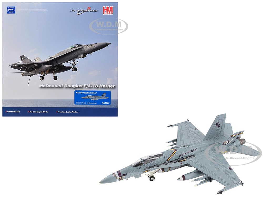 McDonnell Douglas F/A-18C Hornet Aircraft "VMFA-323 Death Rattlers" (2021) United States Marines "Air Power Series" 1/72 Diecast Model by Hobby Maste
