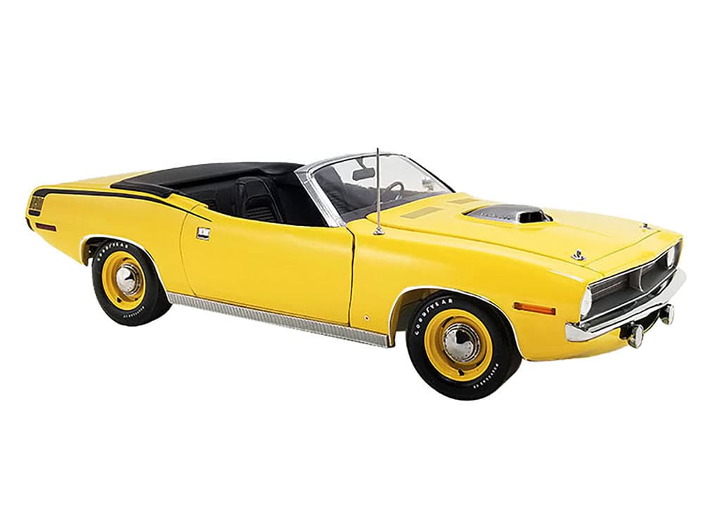 1970 Plymouth Hemi Barracuda Convertible Lemon Twist Yellow Limited Edition to 642 pieces Worldwide 1/18 Diecast Model Car by ACME