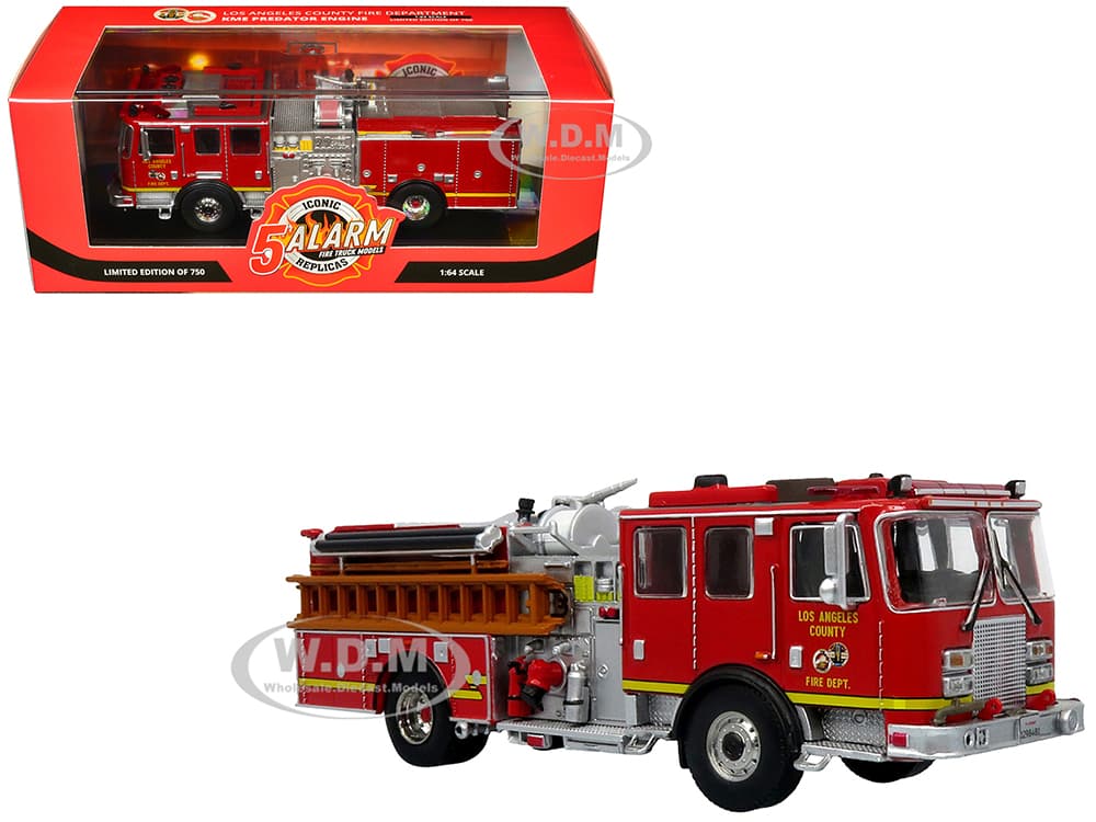 KME Predator Fire Engine "Los Angeles County Fire Department" Red "5 Alarm" Series Limited Edition to 750 pieces Worldwide 1/64 Diecast Model by Icon