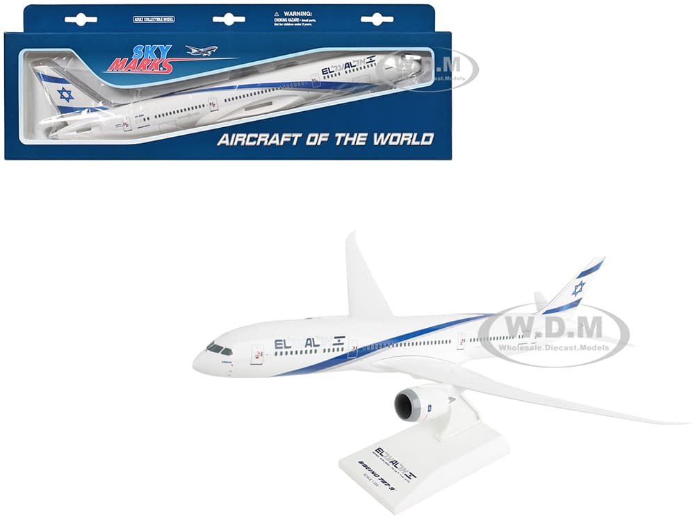 Boeing 787-9 Dreamliner Commercial Aircraft "El Al Israel Airlines" (4X-EDA) White with Blue Stripes (Snap-Fit) 1/200 Plastic Model by Skymarks
