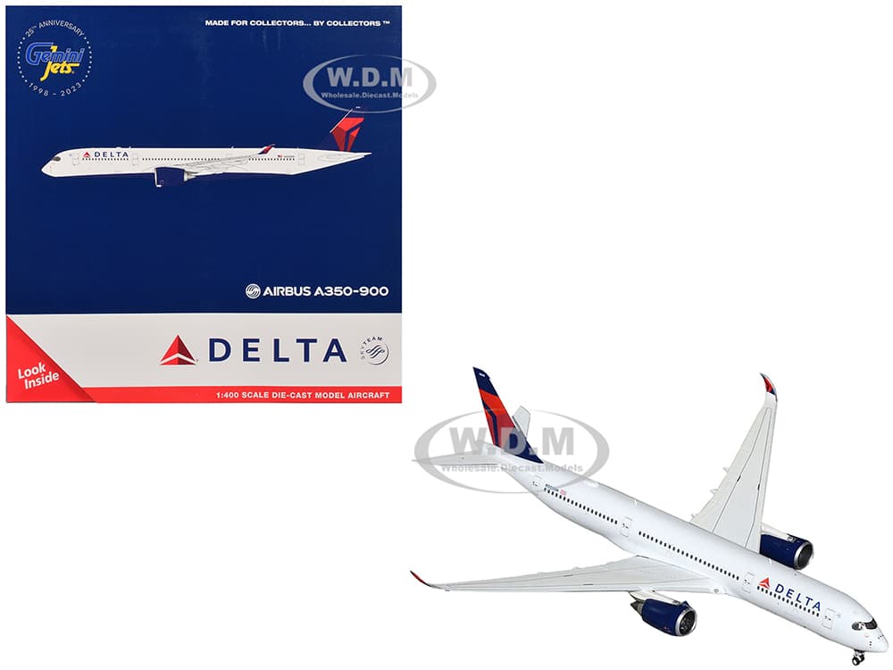 Airbus A350-900 Commercial Aircraft "Delta Air Lines" (N503DN) White with Blue and Red Tail 1/400 Diecast Model Airplane by GeminiJets