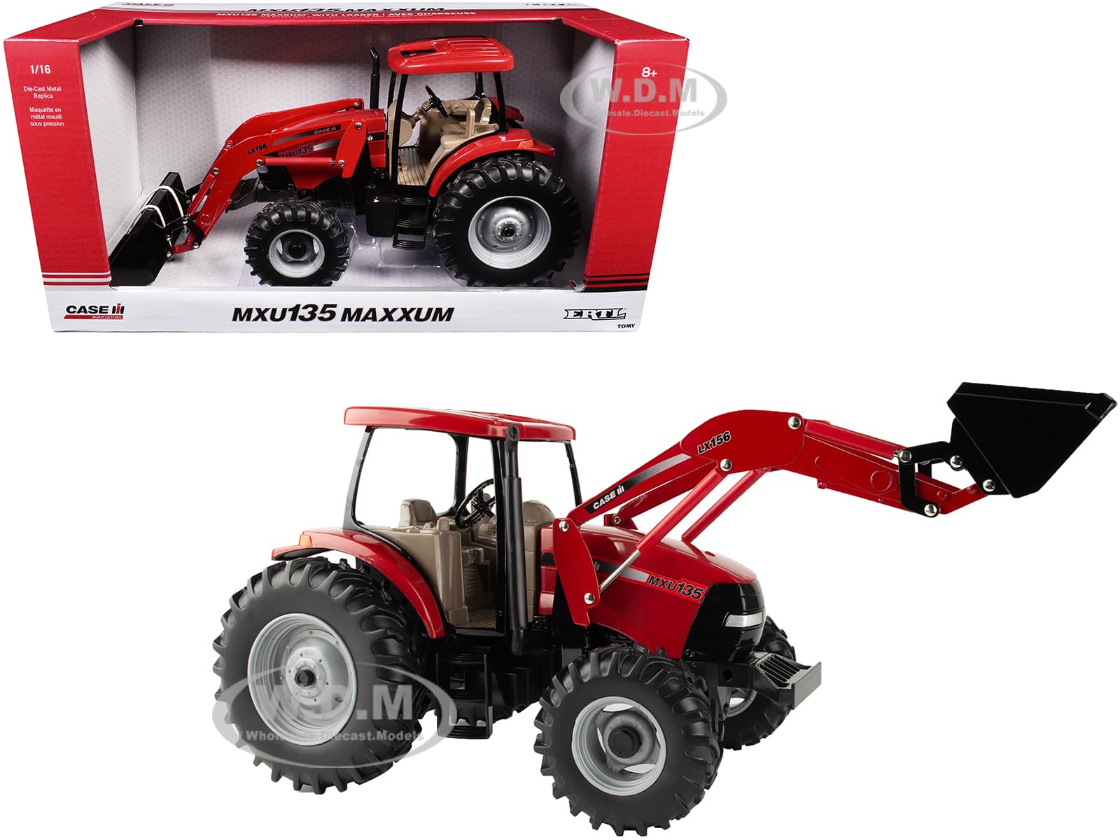 Case IH MXU135 Maxxum Tractor with LX156 Loader Red "Case IH Agriculture" Series 1/16 Diecast Model by ERTL TOMY