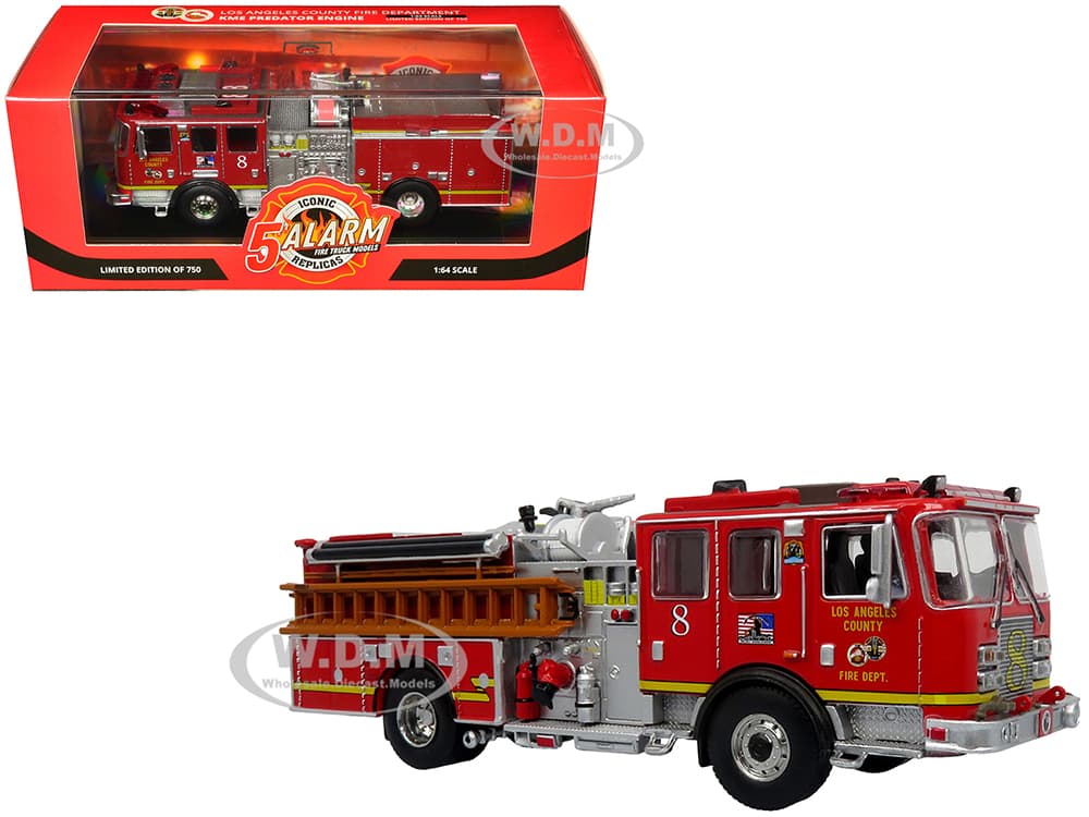 KME Predator Fire Engine 8 "Los Angeles County Fire Department" Red "5 Alarm" Series Limited Edition to 750 pieces Worldwide 1/64 Diecast Model by Ic