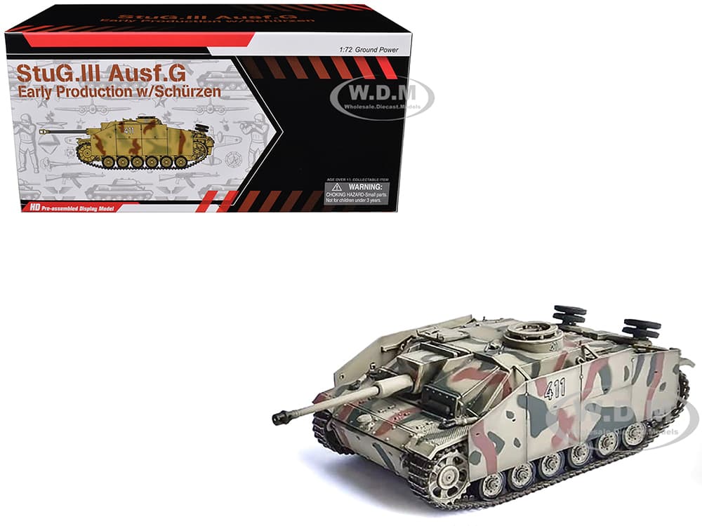 Germany StuG.III Ausf.G Early Production Tank with Schurzen 411 "Panzer Abteilung 115 Italy" (1943) "NEO Dragon Armor" Series 1/72 Plastic Model by D