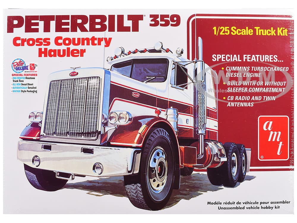 Skill 3 Model Kit Peterbilt 359 "Cross Country Hauler" 1/25 Scale Model by AMT