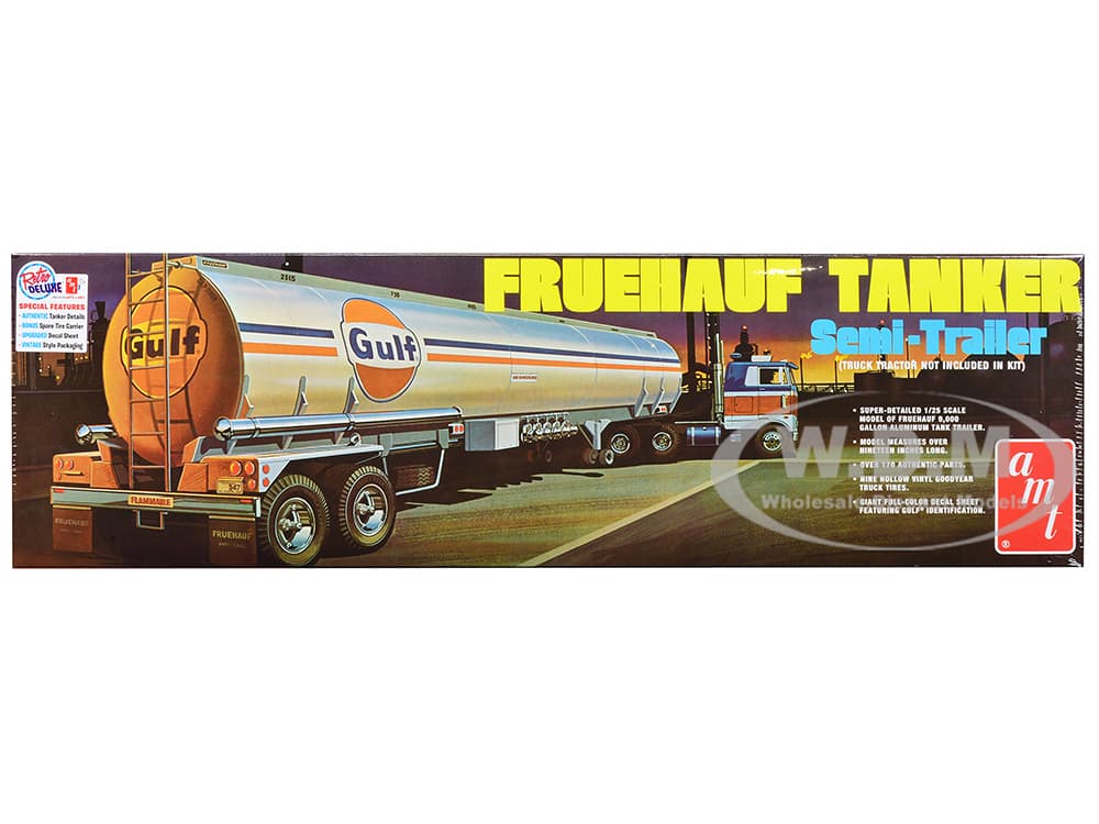 Skill 3 Model Kit Fruehauf Tanker Trailer "Gulf Oil" 1/25 Scale Model by AMT