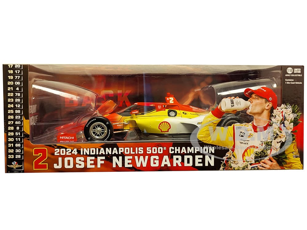 Dallara IndyCar 2 Josef Newgarden "Shell Oil" Team Penske "2024 Indianapolis 500 Champion" "NTT IndyCar Series" (2024) 1/18 Diecast Model Car by Gree