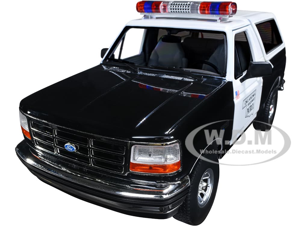 1996 Ford Bronco Police Black and White Oklahoma Highway Patrol "Artisan Collection" 1/18 Diecast Model Car by Greenlight