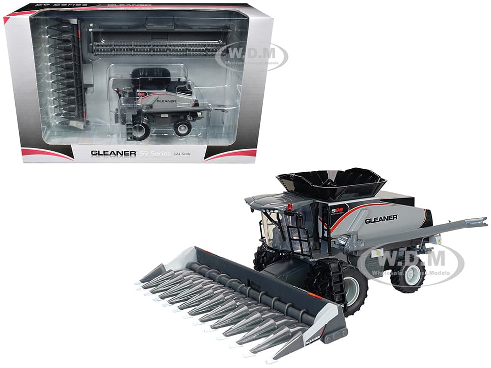 Gleaner S96 Combine with Grain Head and 12 Row Corn Head Gray 1/64 Diecast Model by SpecCast