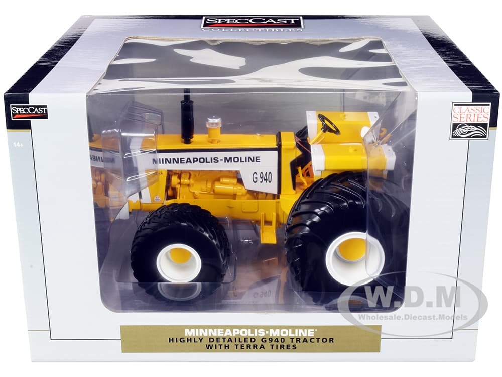 Minneapolis-Moline G940 Tractor with Terra Tires Yellow and White "Classic Series" 1/16 Diecast Model by SpecCast