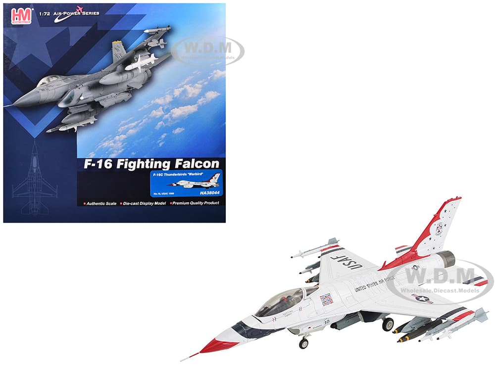 Lockheed F-16C Fighting Falcon Fighter Aircraft "No.10 Thunderbirds Warbird" United States Air Force "Air Power Series" 1/72 Diecast Model by Hobby M