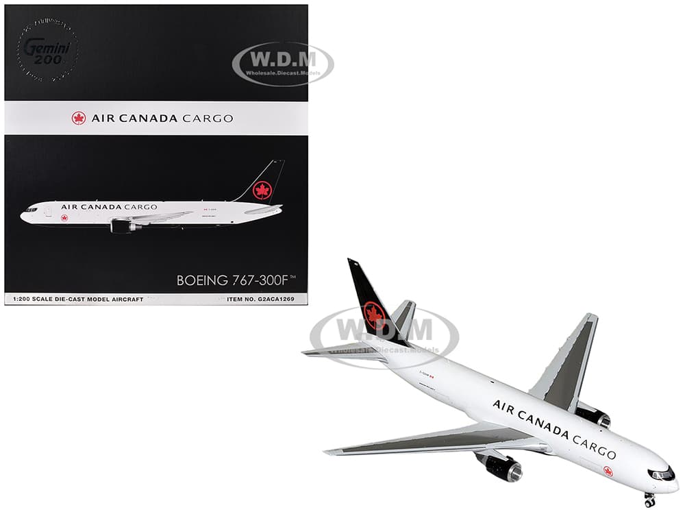 Boeing 767-300F Commercial Aircraft "Air Canada Cargo" (C-GXHM) White with Black Tail "Gemini 200" Series 1/200 Diecast Model Airplane by GeminiJets