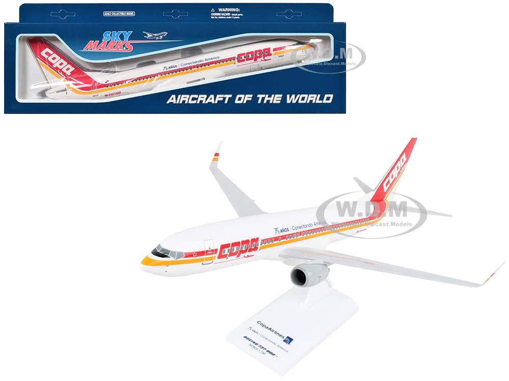 Boeing 737-800 Commercial Aircraft "Copa Airlines" (HP-7371CMP) White with Red and Yellow Stripes (Snap-Fit) 1/130 Plastic Model by Skymarks
