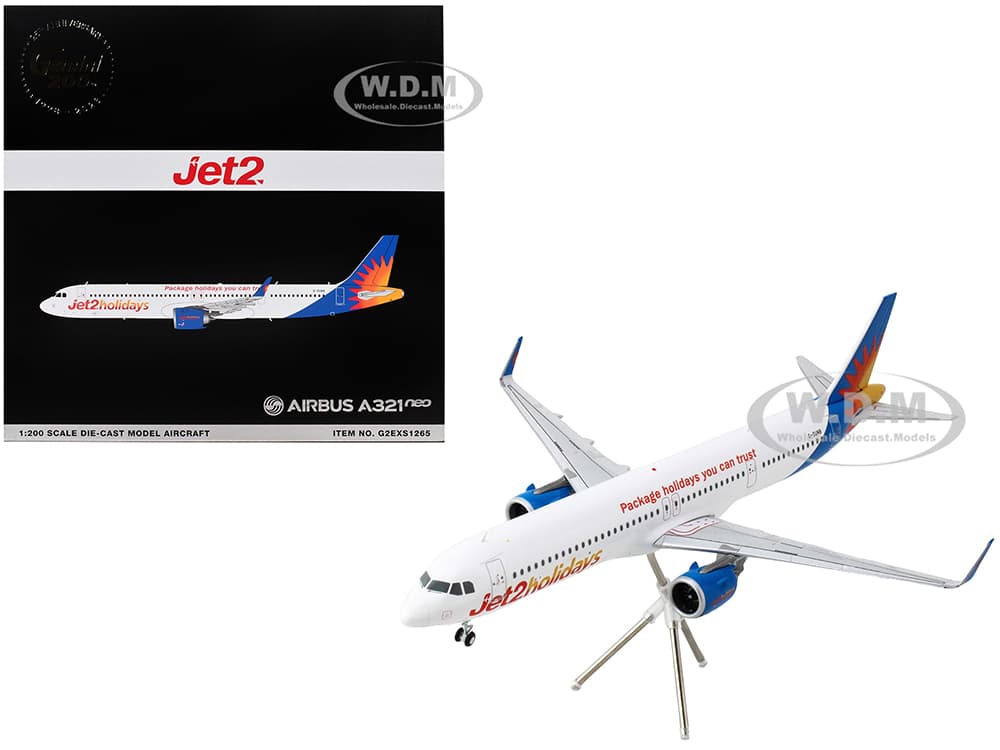 Airbus A321neo Commercial Aircraft "Jet2Holidays" (G-SUNB) White with Tail Graphics "Gemini 200" Series 1/200 Diecast Model Airplane by GeminiJets