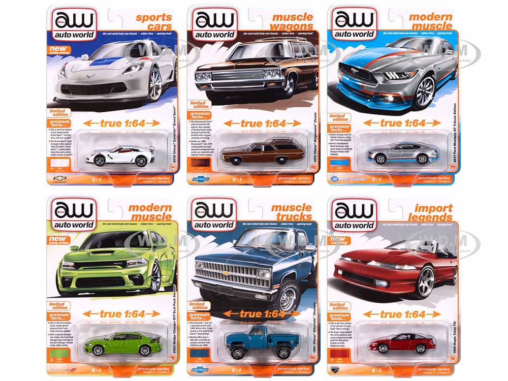 Auto World Premium 2024 Set A of 6 pieces Release 3 1/64 Diecast Model Cars by Auto World