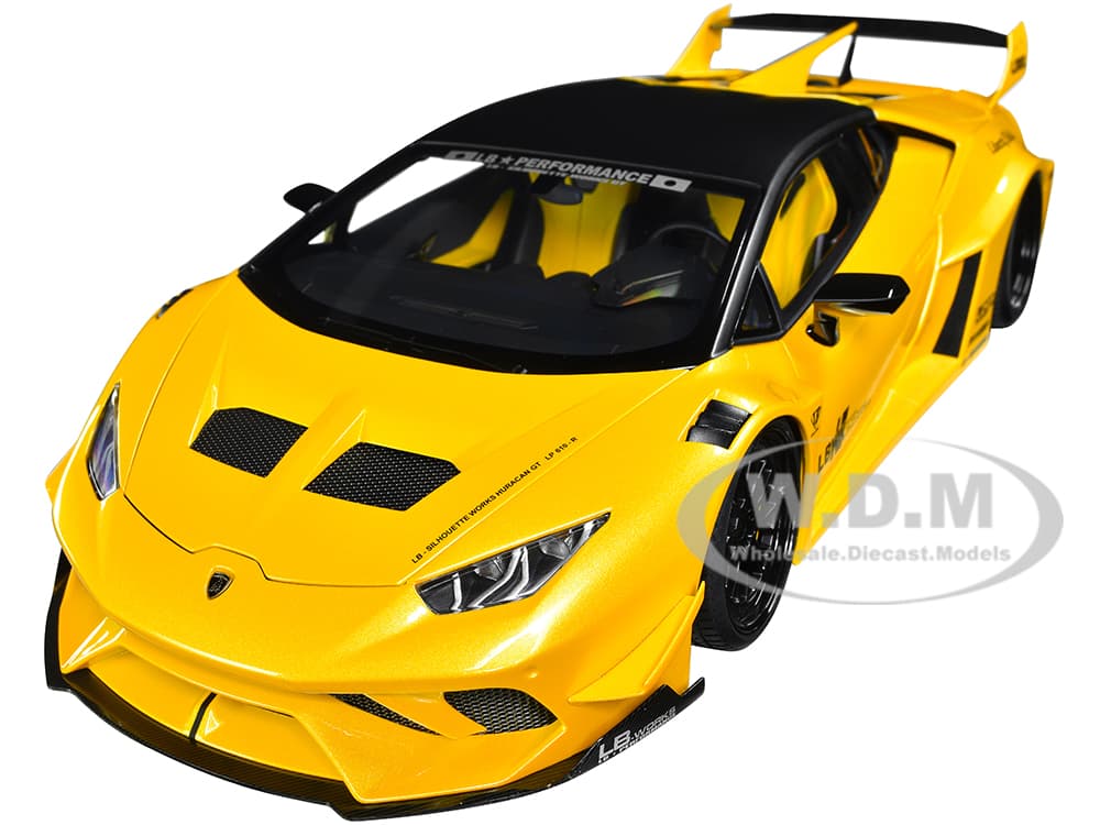 Lamborghini Huracan GT "LB-Silhouette Works" Yellow Metallic with Black Top 1/18 Model Car by Autoart
