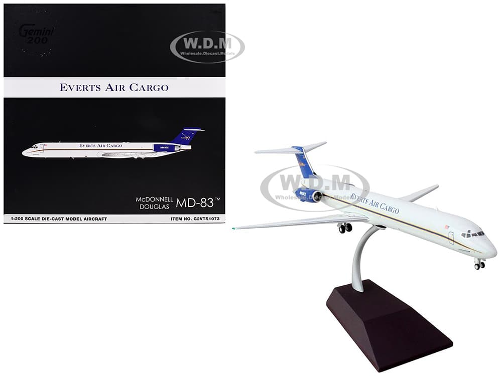 McDonnell Douglas MD-88 Commercial Aircraft "Everts Air Cargo" (N965CE) White with Blue Tail "Gemini 200" Series 1/200 Diecast Model Airplane by Gemi
