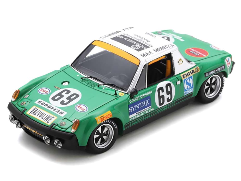Porsche 914/6 69 Gerd Quist - Dietrich Krumm "Autohaus Max Moritz GmbH" "24 Hours of Le Mans" (1971) and Acrylic Display Case 1/18 Model Car by Spark